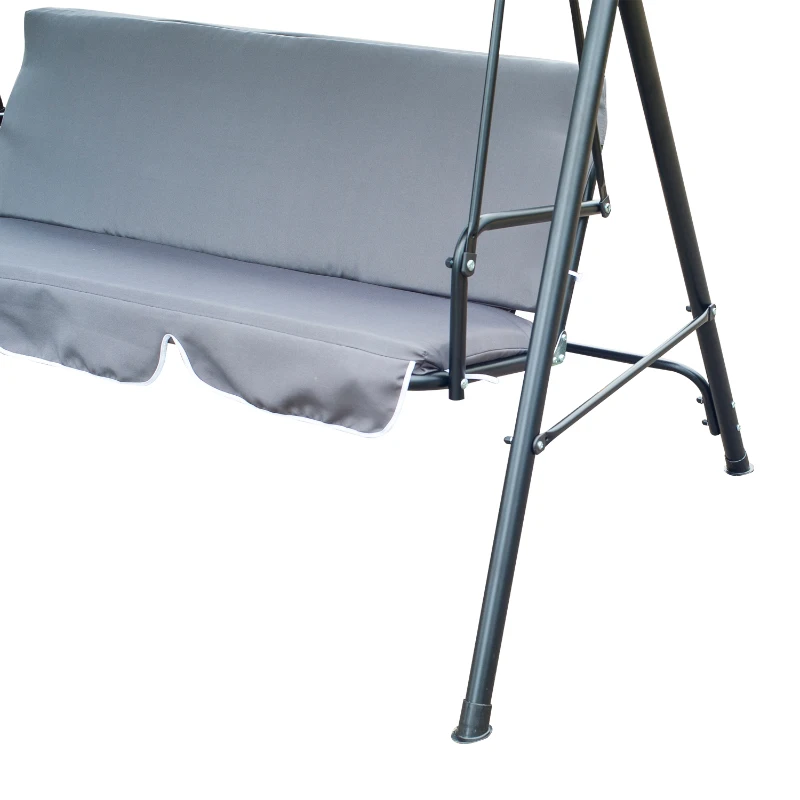 Outsunny Garden Patio Swing Chair 3 Seater Swinging Hammock Canopy Outdoor Cushioned Bench Bed Seat (Grey)