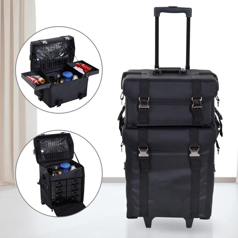 HOMCOM Make-up Bag 2-in-1, 40Lx30Dx72.5H cm-Black