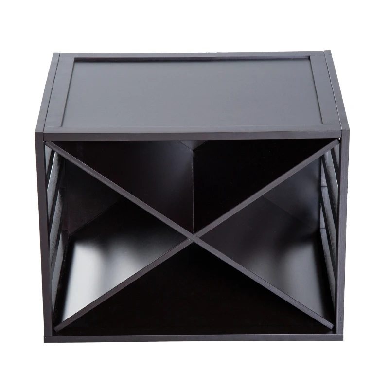 HOMCOM Wine Rack, 16 Bottles, Wood-Dark Brown