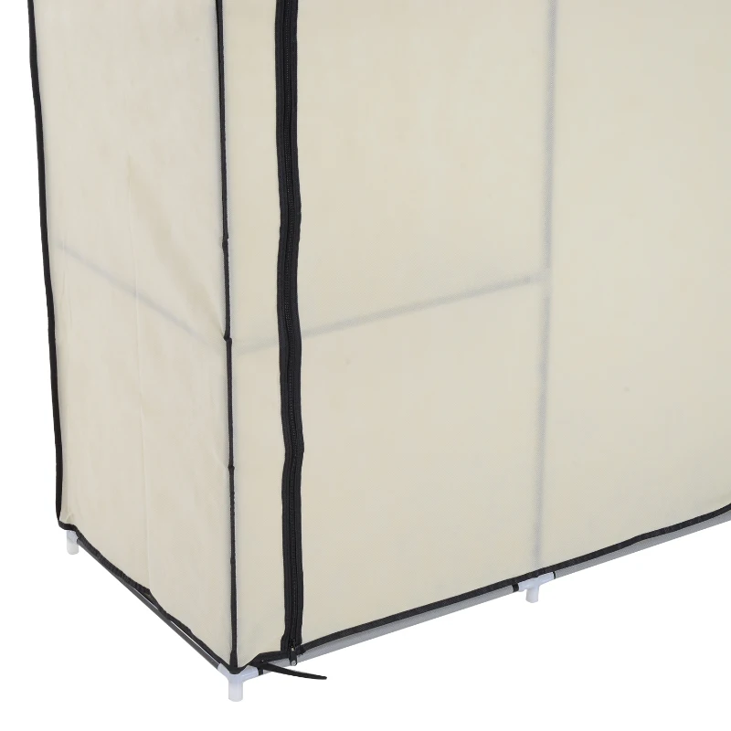HOMCOM Fabric Wardrobe W/ Shelf Hanger-Beige