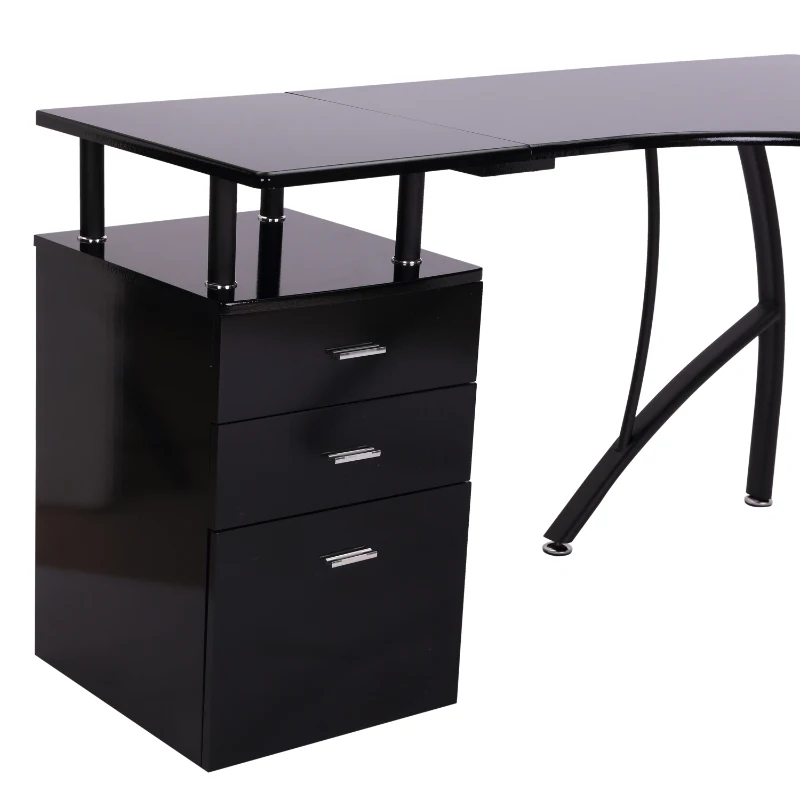 Homcom Bureau Informatique d'Angle Noir 255,5 x 94 x 31 cm