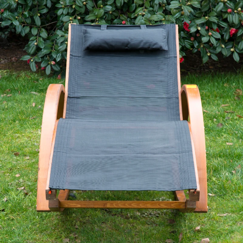 Outsunny Rocking Chair w/ Cushion-Black