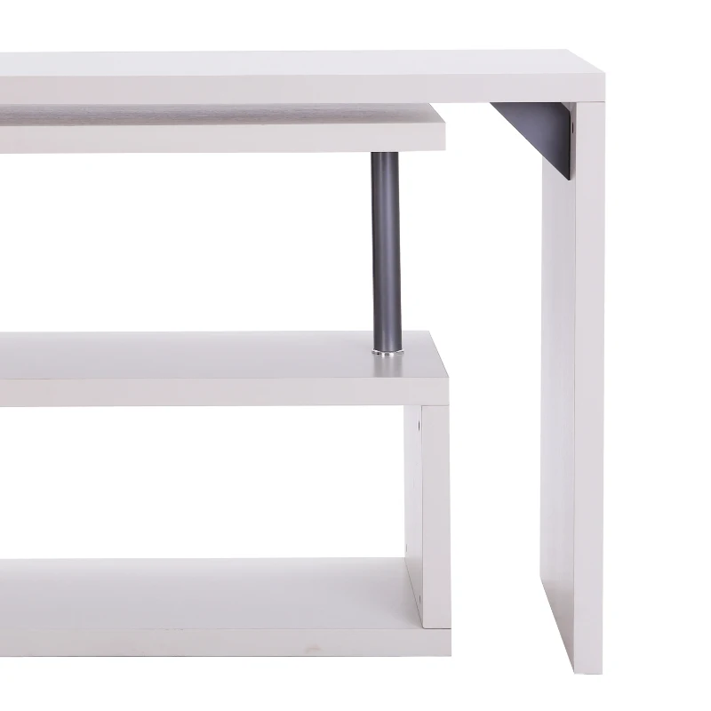 Homcom Bureau Informatique en Métal Chromé Blanc 255,5 x 94 x 31 cm