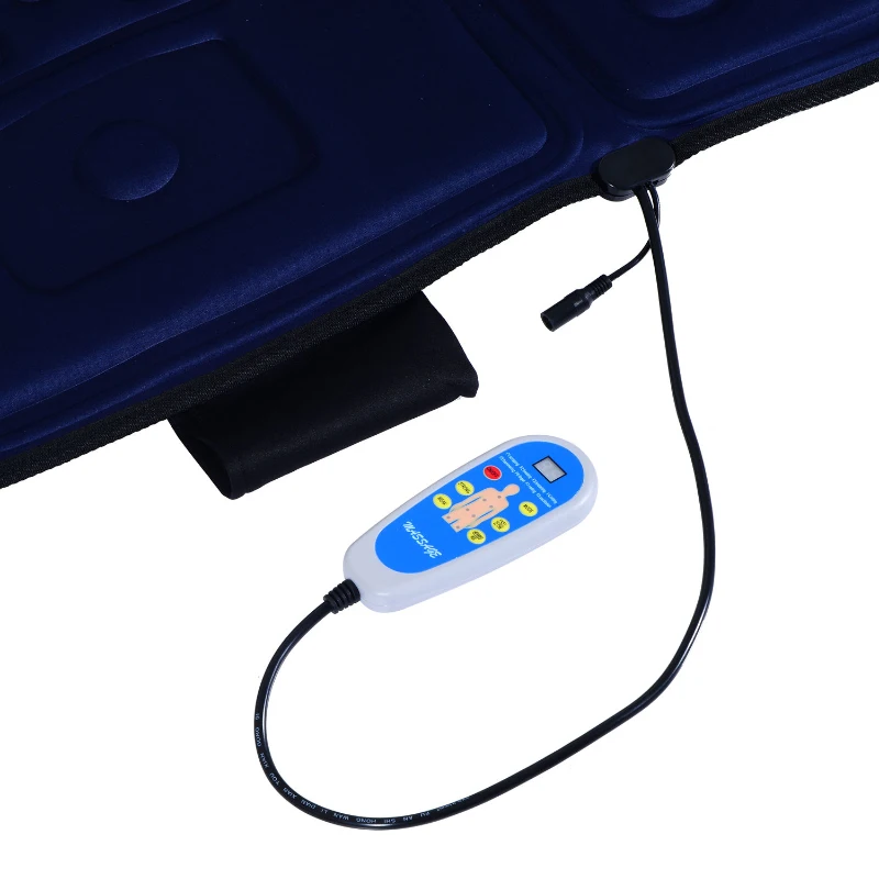 HOMCOM 10-Motor Heated Vibration Massage Plush Mat-Blue