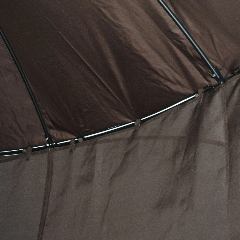 Outsunny Φ365x275Hcm  Round Gazebo W/Sidewall-Coffee