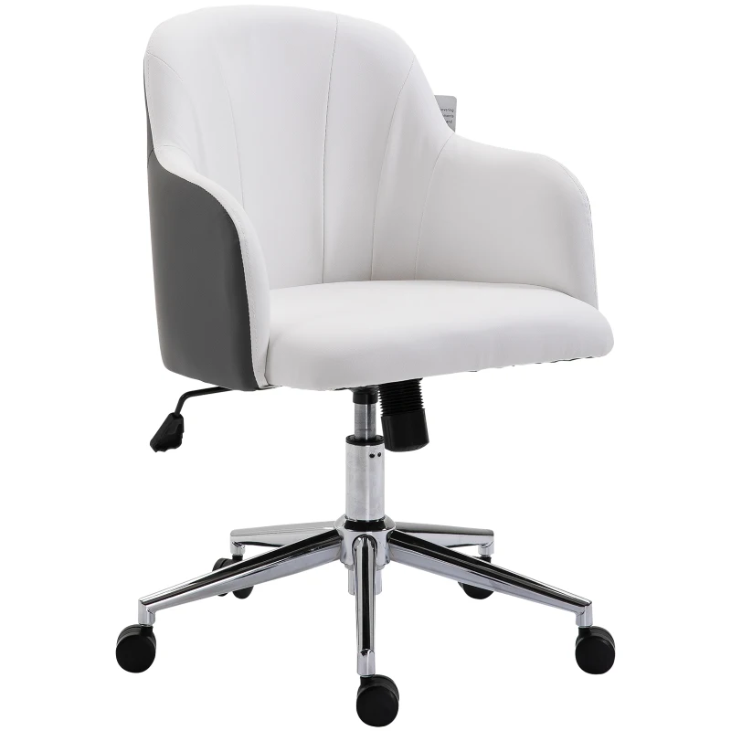 Vinsetto Office Swivel Chair, PU Leather-White