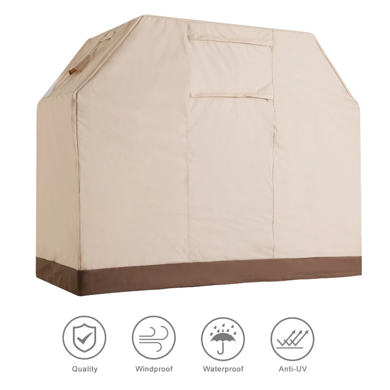 Outsunny Barbecue Grill Waterproof Cover, 185Lx71Wx130H cm, 600D Oxford Cloth-Beige/Coffee