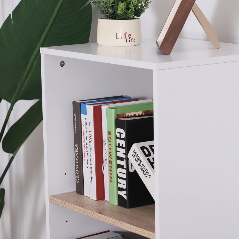 HOMCOM 3-tier Scandinavian Style Storage Cabinet, 48Wx40Dx123H cm-White/ Oak Colour