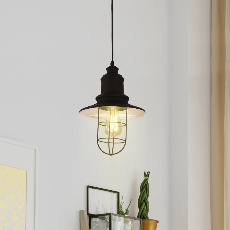 HOMCOM Modern Industrial Ceiling Lamp-Black