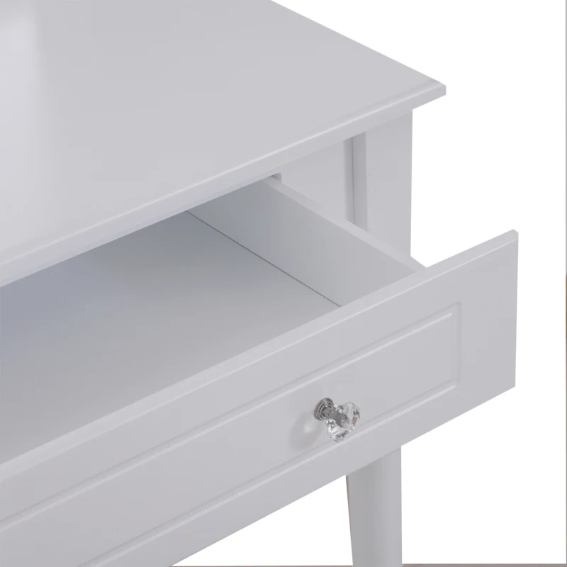 HOMCOM Dressing Table Set W/ Stool and Mirrored Desk-White