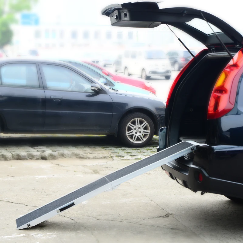 PawHut Aluminium Folding Pet Ramp,overall size 183Lx36Wx5T cm-Black/Silver