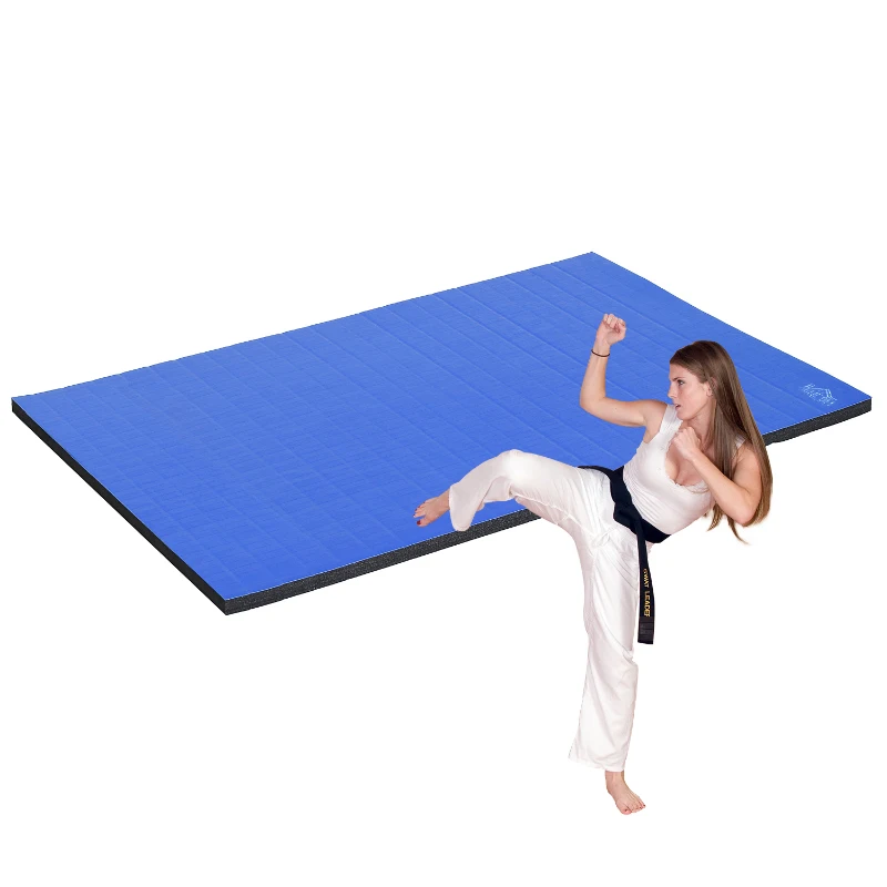 HOMCOM Exercise Mat with Straps, Non-slip, PVC Leather-Blue