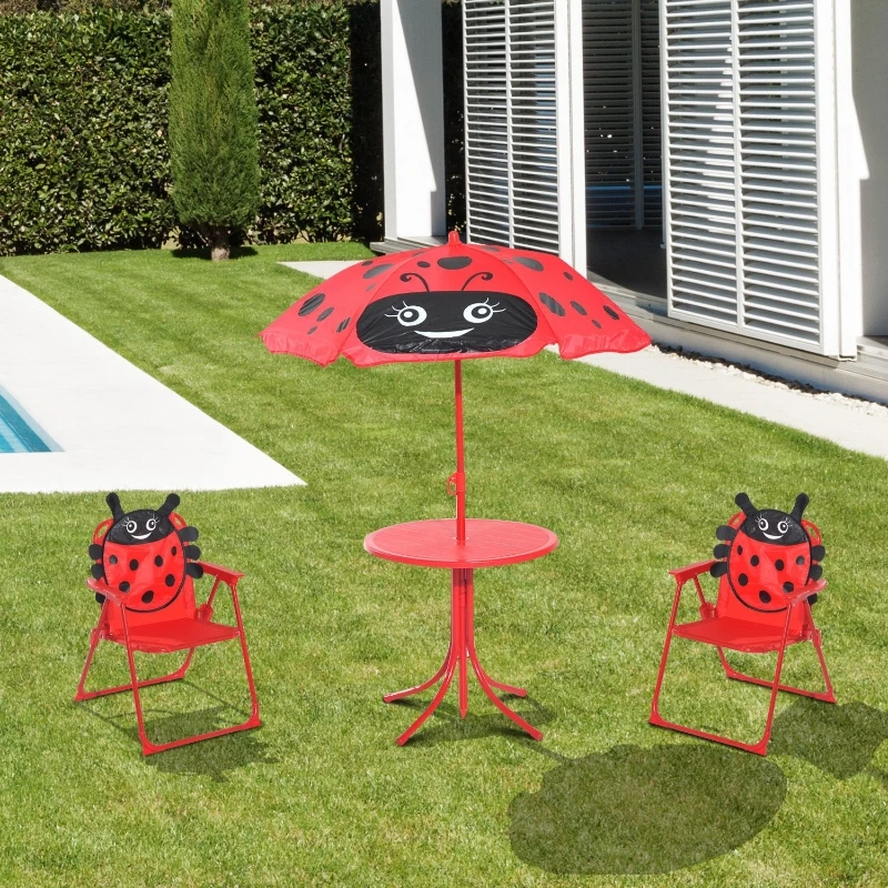 HOMCOM Steel Kids Picnic Table Set-Red