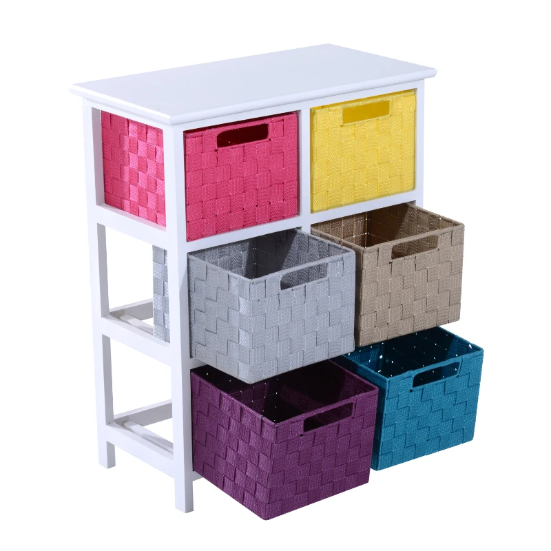 HOMCOM 6-Drawer Wood Storage Cabinet-Multicolour
