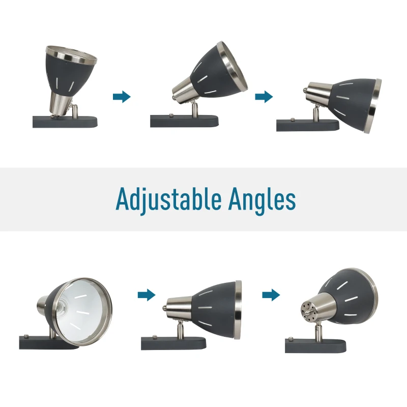 HOMCOM 3 Lights Adjustable Wall Lamp, Ф13x16Hx55L cm, Metal-Black