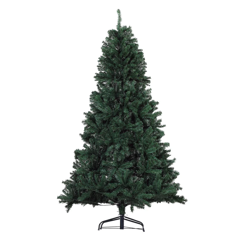 HOMCOM Artificial Christmas Tree Plain Spruce with 1346 PVC Tips Metal Base Stand 7.5FT