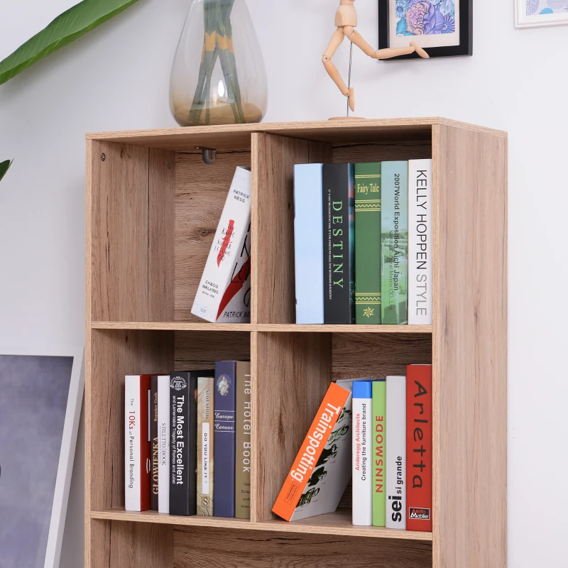 HOMCOM Bookcase, 68.5Lx30Wx120.5H cm-Oak Wood Colour