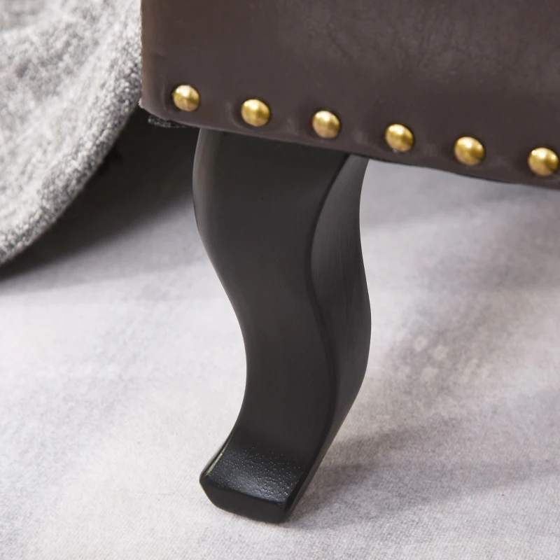 HOMCOM Deluxe Vintage Style Faux Leather Chaise Longue - Dark Brown