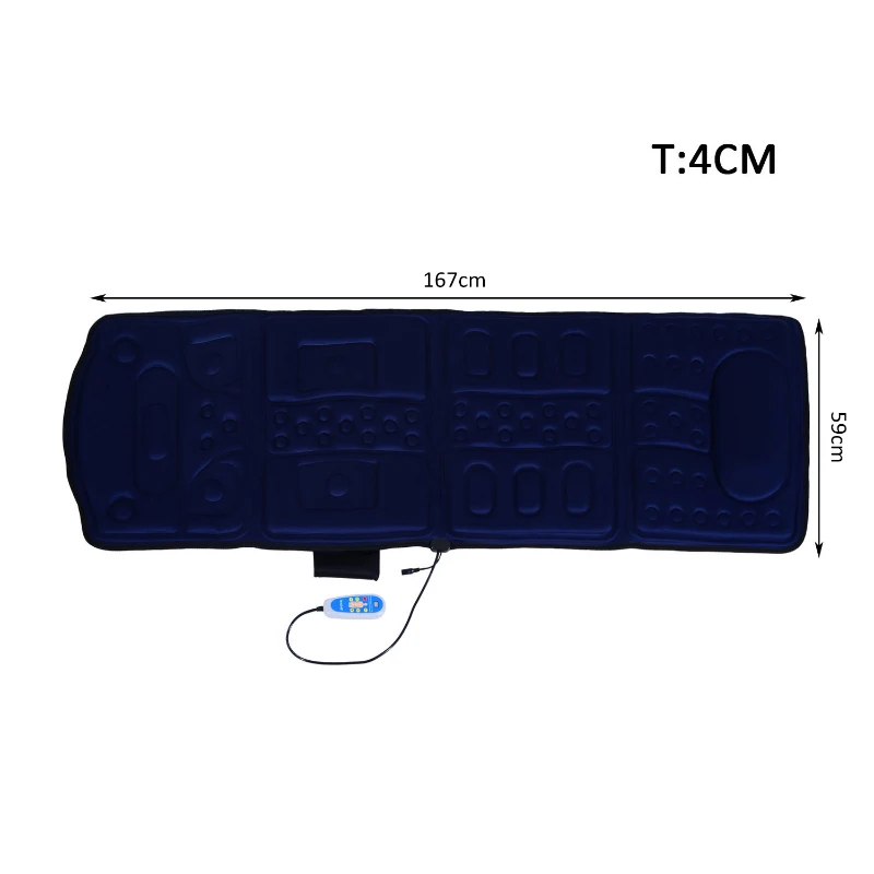 HOMCOM 10-Motor Heated Vibration Massage Plush Mat-Blue