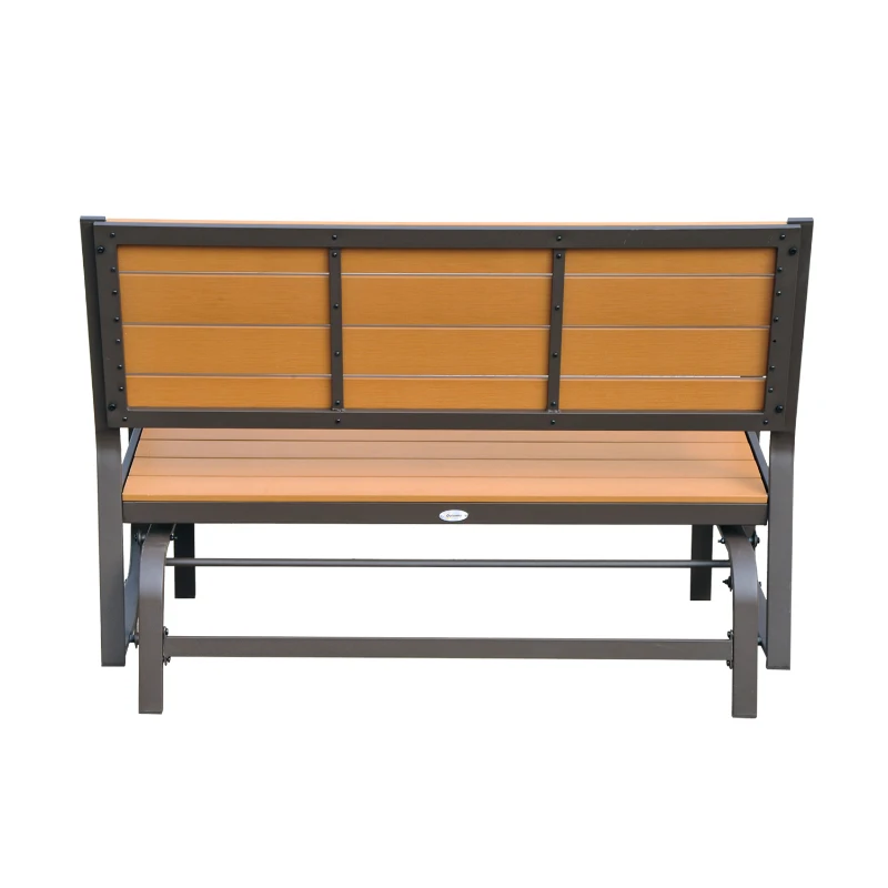 Outsunny Porch 2-Seater Swing Chair- Brown Teak PS Wood