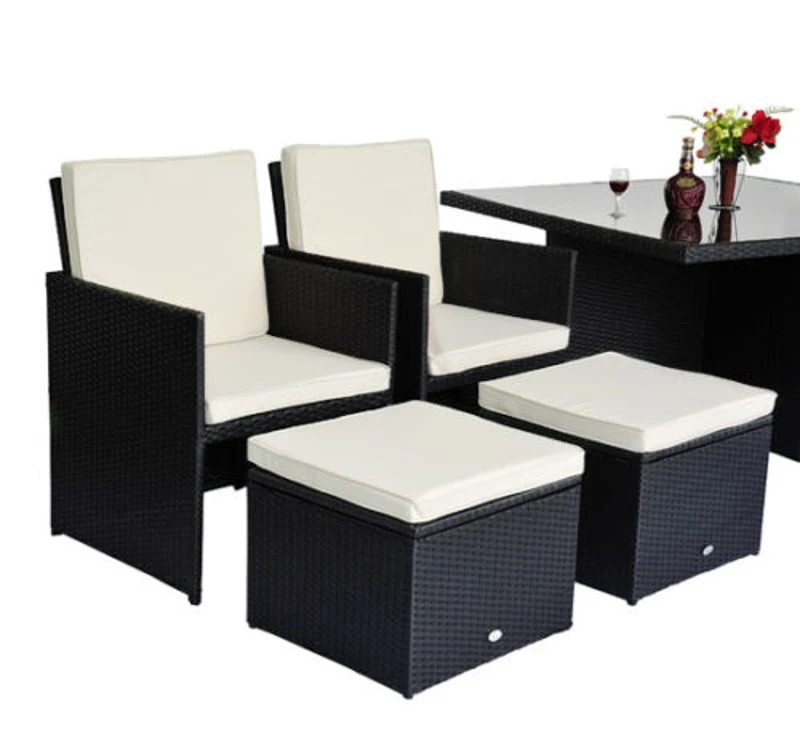 Outsunny 9 Pcs Rattan Dining Set+Free 5 Pcs Bistro Set