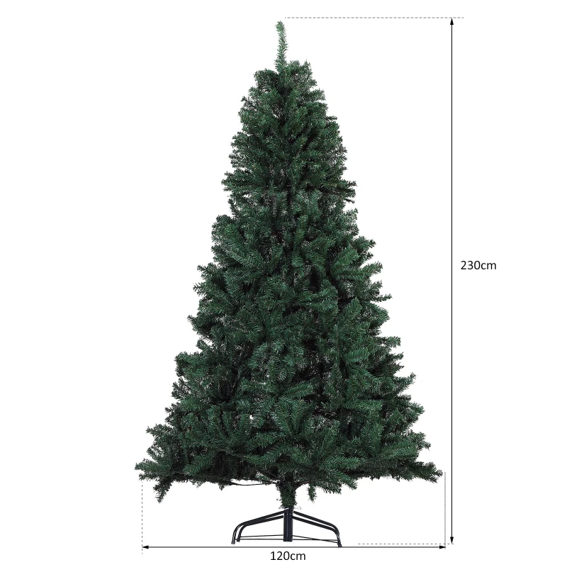 HOMCOM Artificial Christmas Tree Plain Spruce with 1346 PVC Tips Metal Base Stand 7.5FT