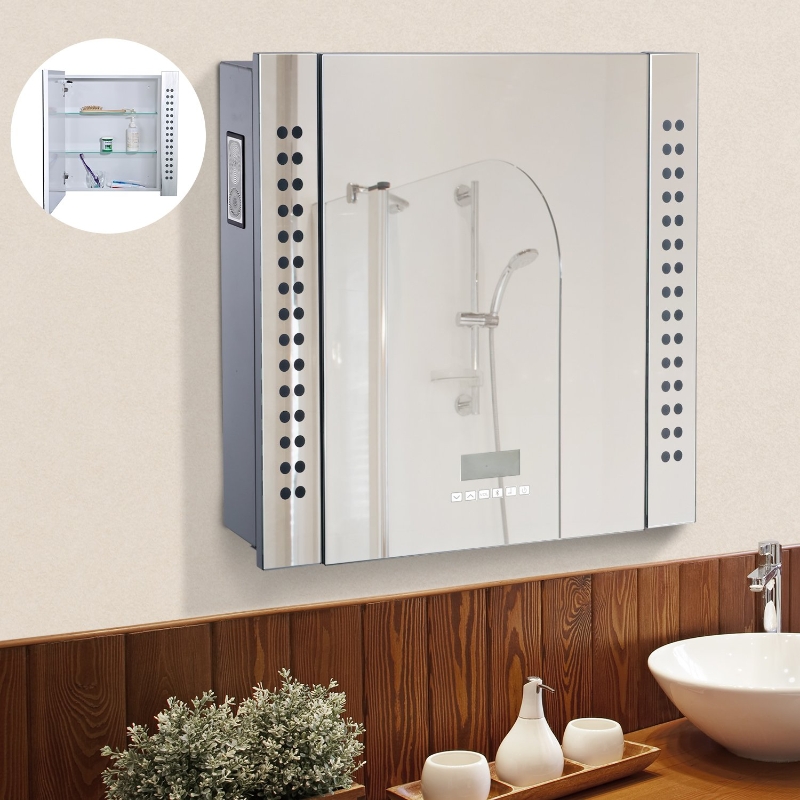 LED Light Mirror w/ Display,60Lx64Wx12.5T cm