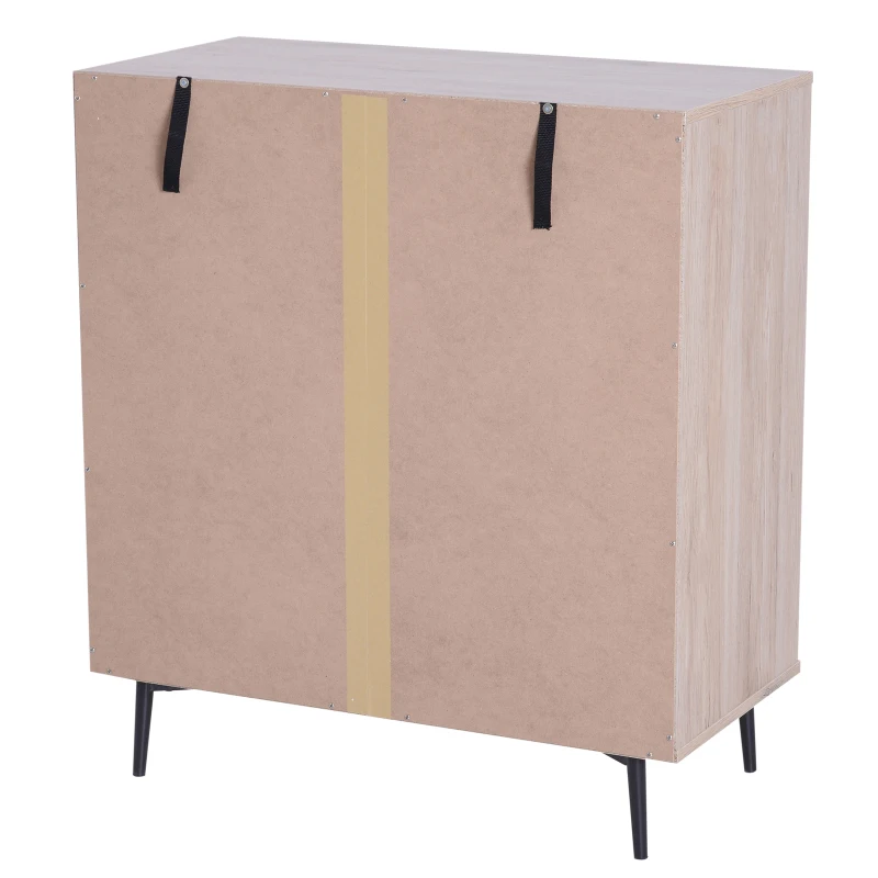 HOMCOM Storage Cabinet, 78Lx39Wx87.2H cm, Particle Board, Metal-Dark Grey/Wood Grain Colour