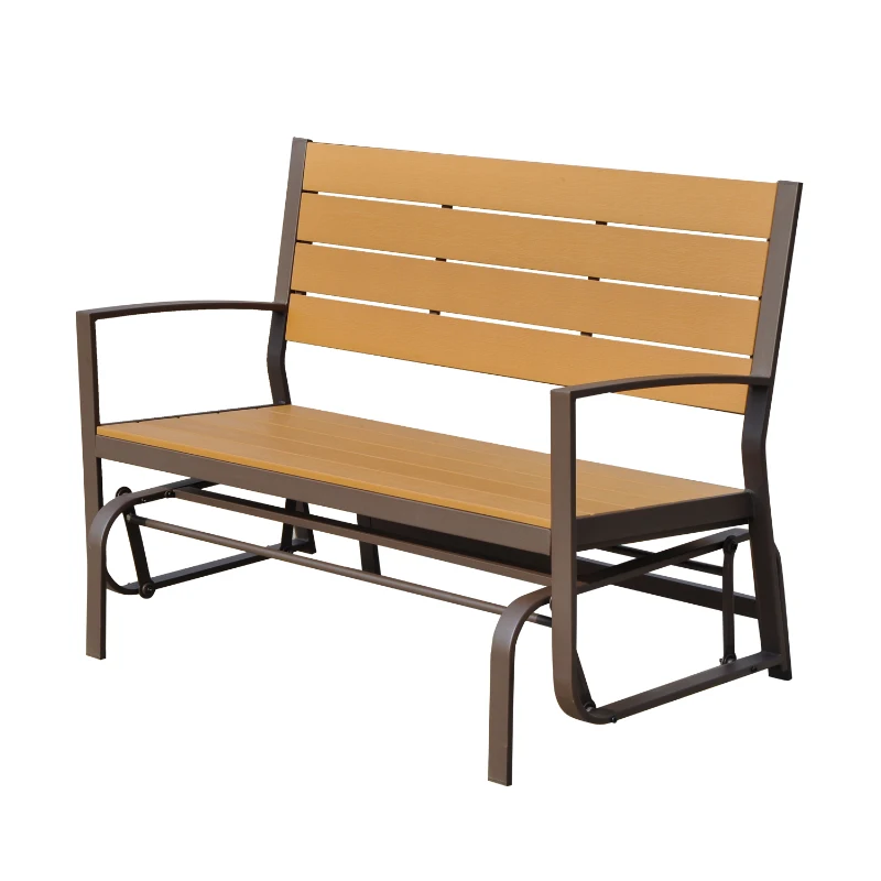 Outsunny Porch 2-Seater Swing Chair- Brown Teak PS Wood