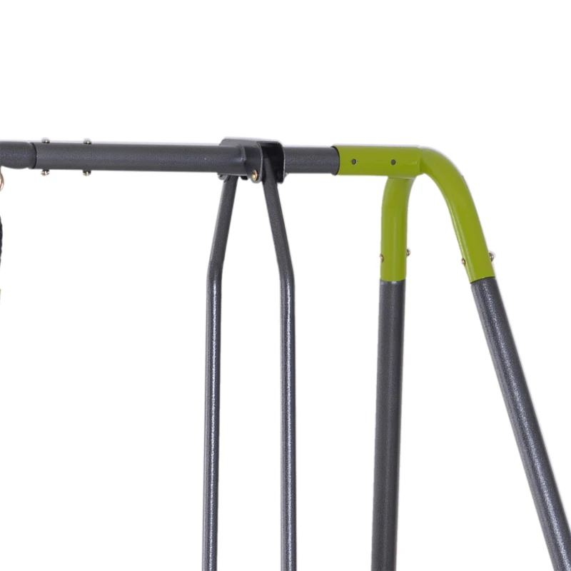 HOMCOM Kids Metal Swing Set, 160/245Lx138Wx180H cm-Grey/Lemon Green Colour