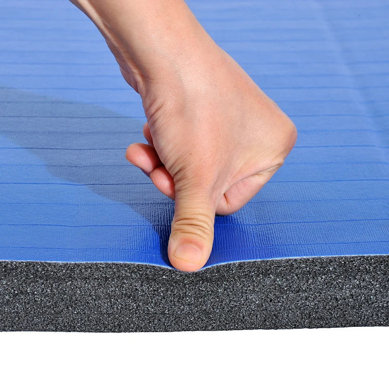 HOMCOM Exercise Mat with Straps, Non-slip, PVC Leather-Blue