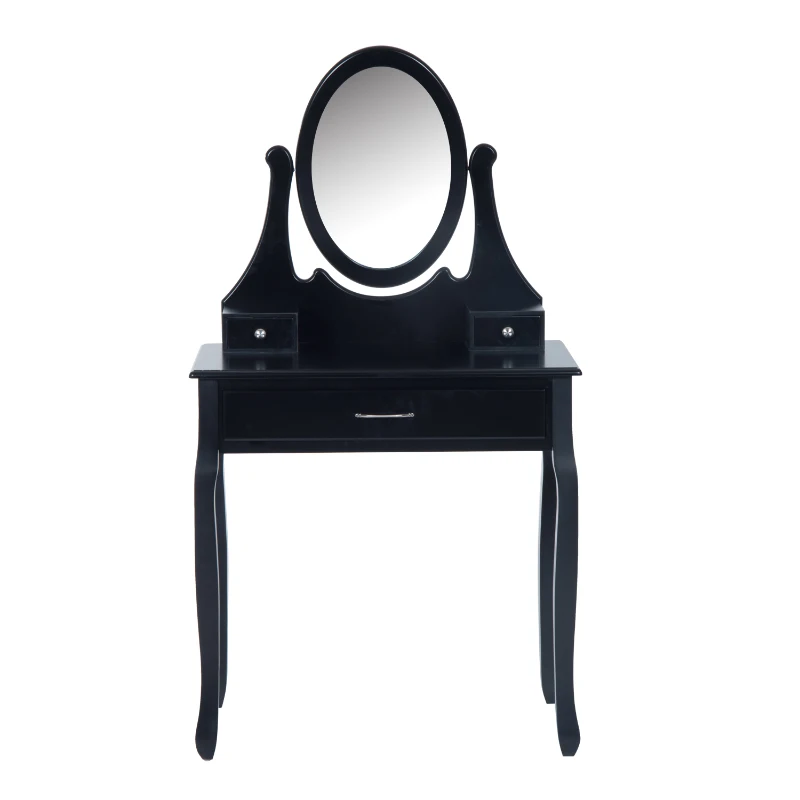 HOMCOM 3-Drawers Dressing Table Set W/ Mirror & Stool-Black