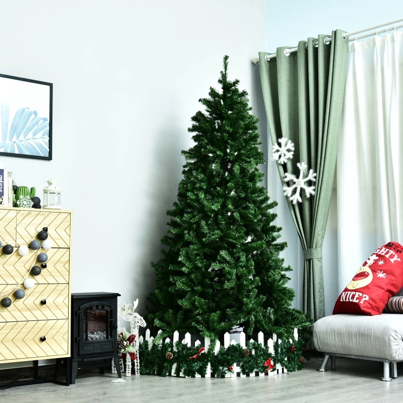 HOMCOM Artificial Christmas Tree Plain Spruce with 1346 PVC Tips Metal Base Stand 7.5FT
