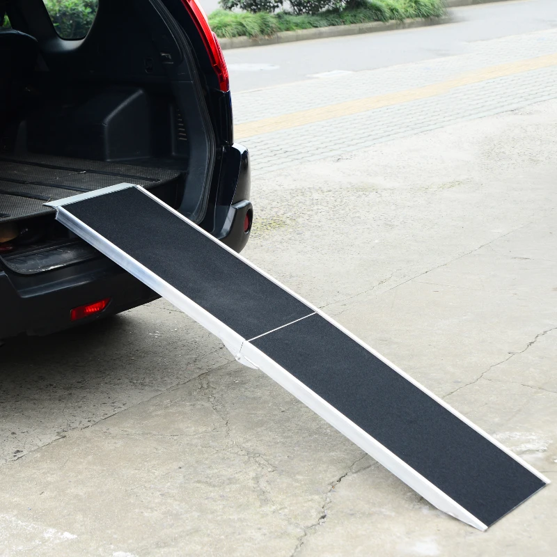 PawHut Aluminium Folding Pet Ramp,overall size 183Lx36Wx5T cm-Black/Silver