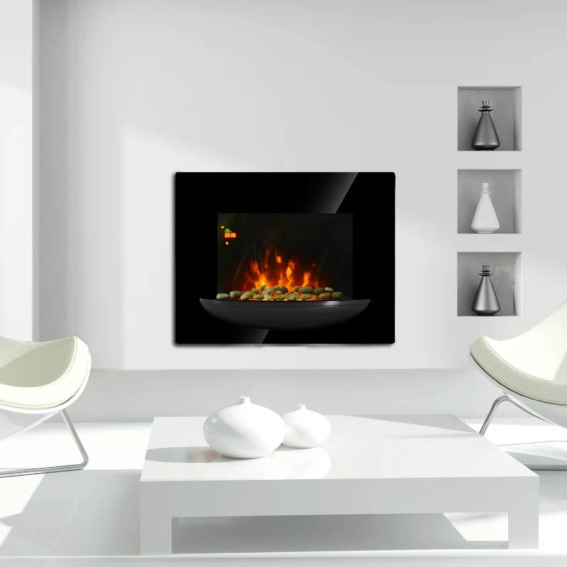 HOMCOM Wall Mount 1800W Electric Fire Place-Black