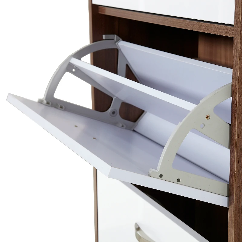 Homcom Armoire à Chaussures Blanc et Marron Foncé 60 x 28 x 189 cm