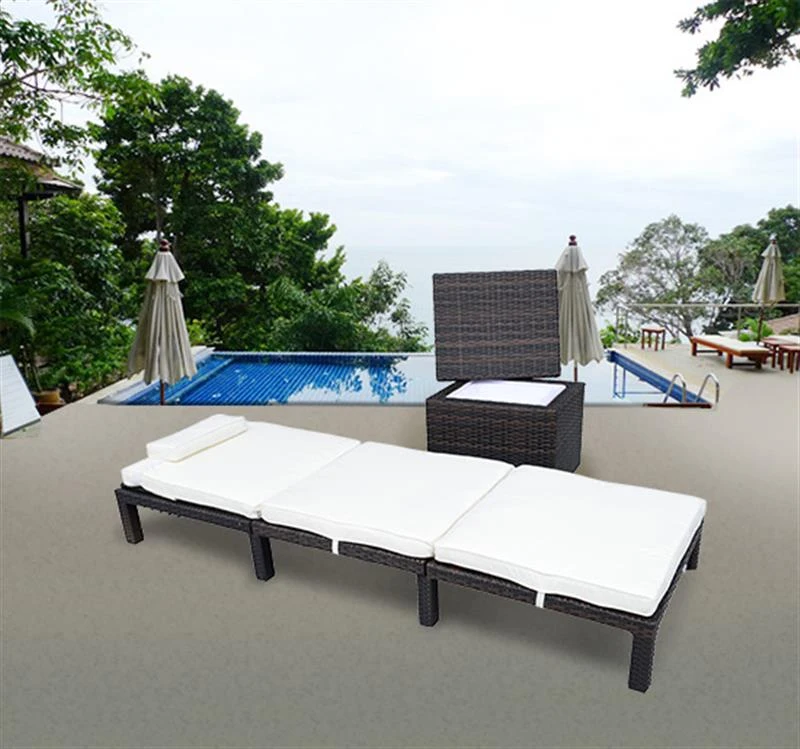 Outsunny Rattan Sun Lounger Chair Bed-Brown