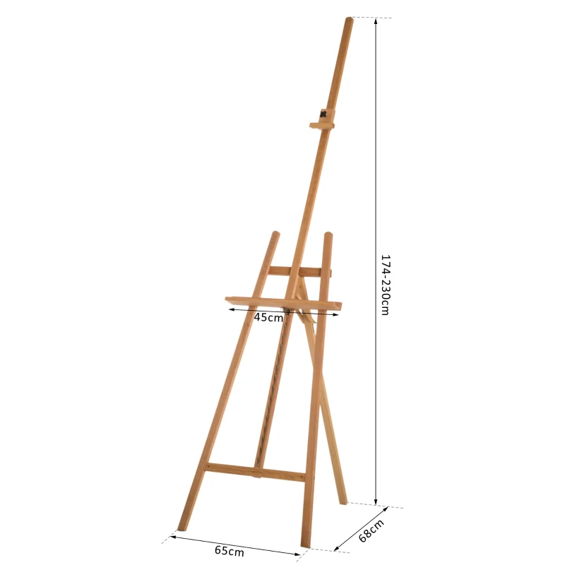 HOMCOM Folding Art Easel, A-frame, 174-230H cm-Beech Wood