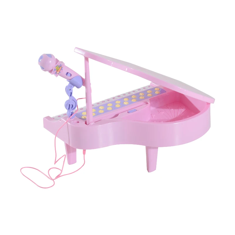 HOMCOM Mini Electronic  Piano W/Microphone-Pink