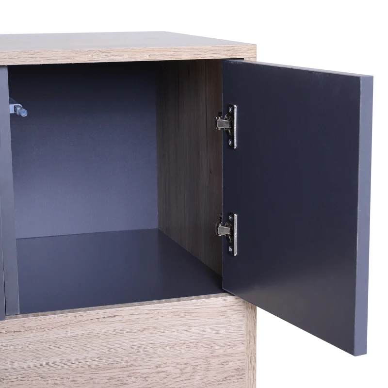 HOMCOM Storage Cabinet, 78Lx39Wx87.2H cm, Particle Board, Metal-Dark Grey/Wood Grain Colour