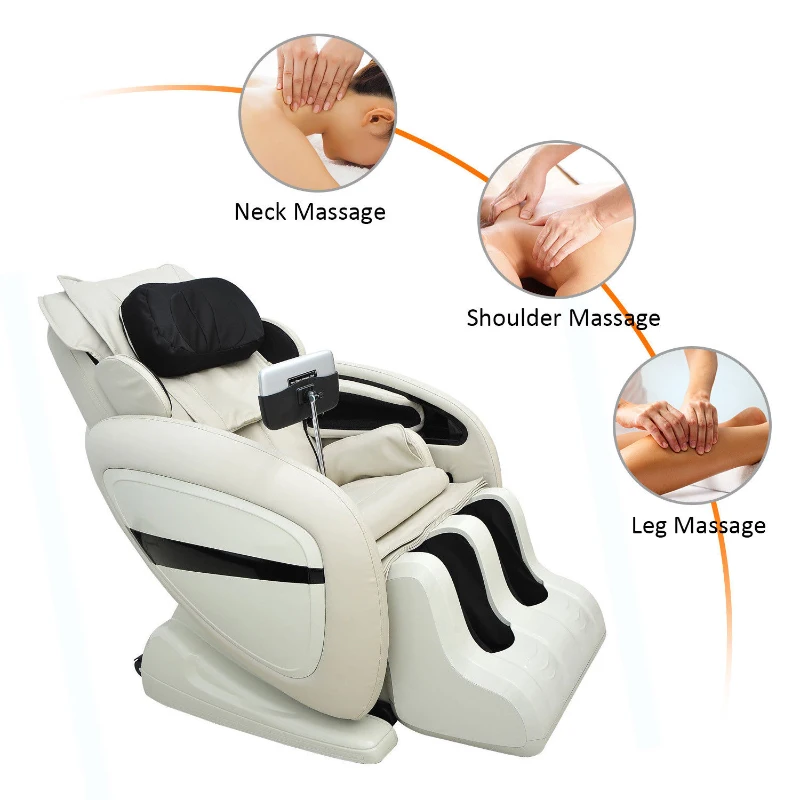 HOMCOM Electric Full Body Massage Chair Recliner, Zero Gravity-Cream