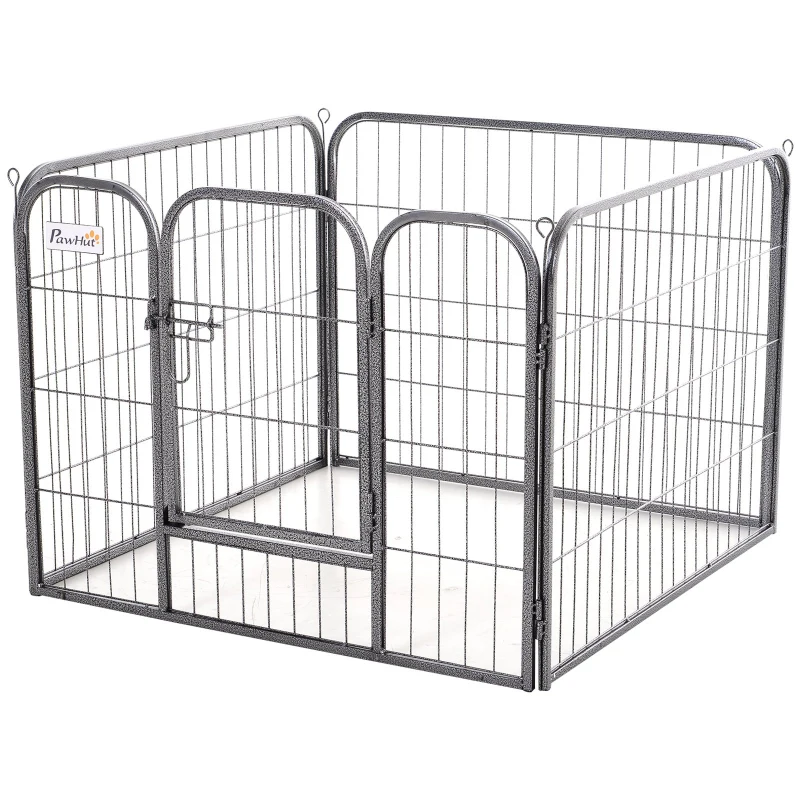 PawHut Heavy Duty Dog Playpen, 4 Panel Puppy Pen, Foldable Dog Kennel Both Indoor Outdoor Use Collapsible Design 82L x 82W x 60H (cm)