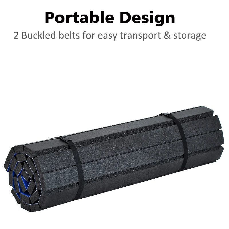 HOMCOM Exercise Mat with Straps, Non-slip, PVC Leather-Blue