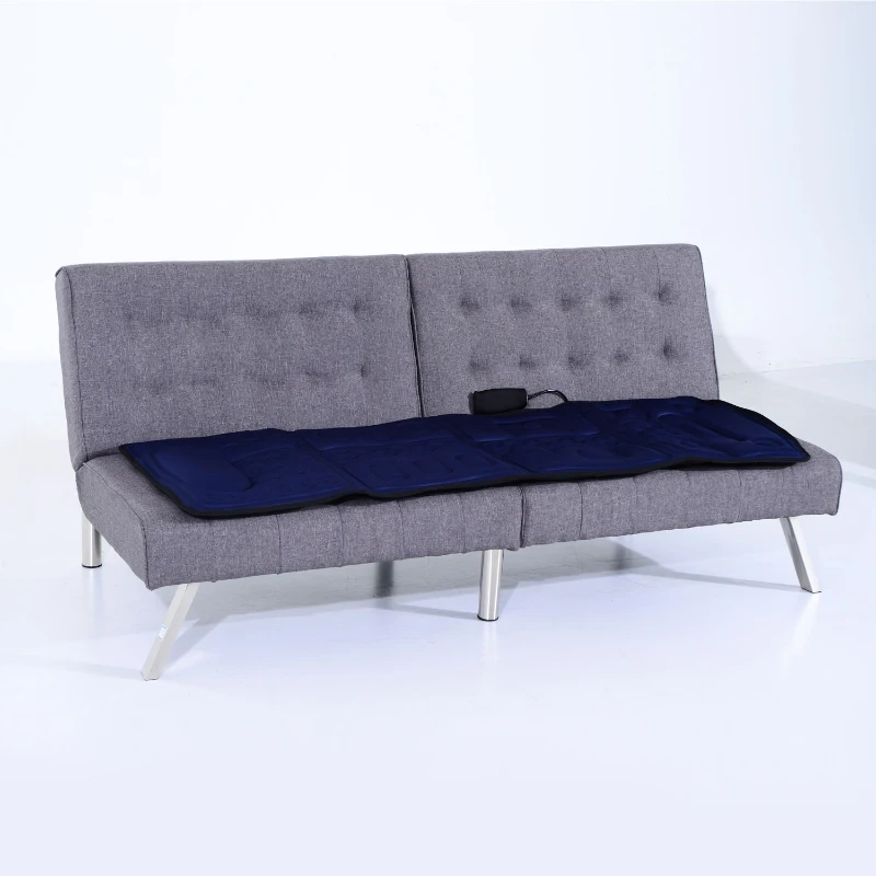 HOMCOM 10-Motor Heated Vibration Massage Plush Mat-Blue