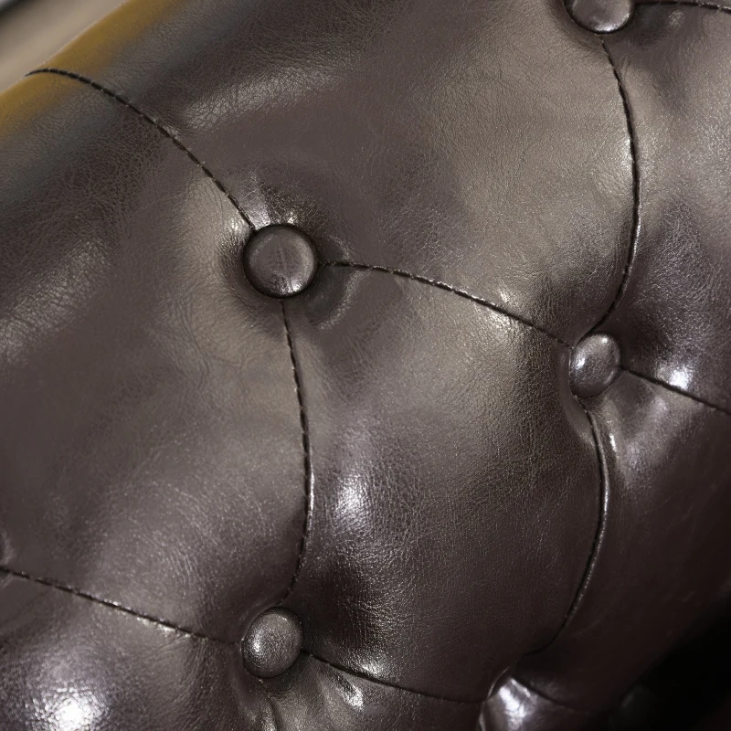 HOMCOM Deluxe Vintage Style Faux Leather Chaise Longue - Dark Brown