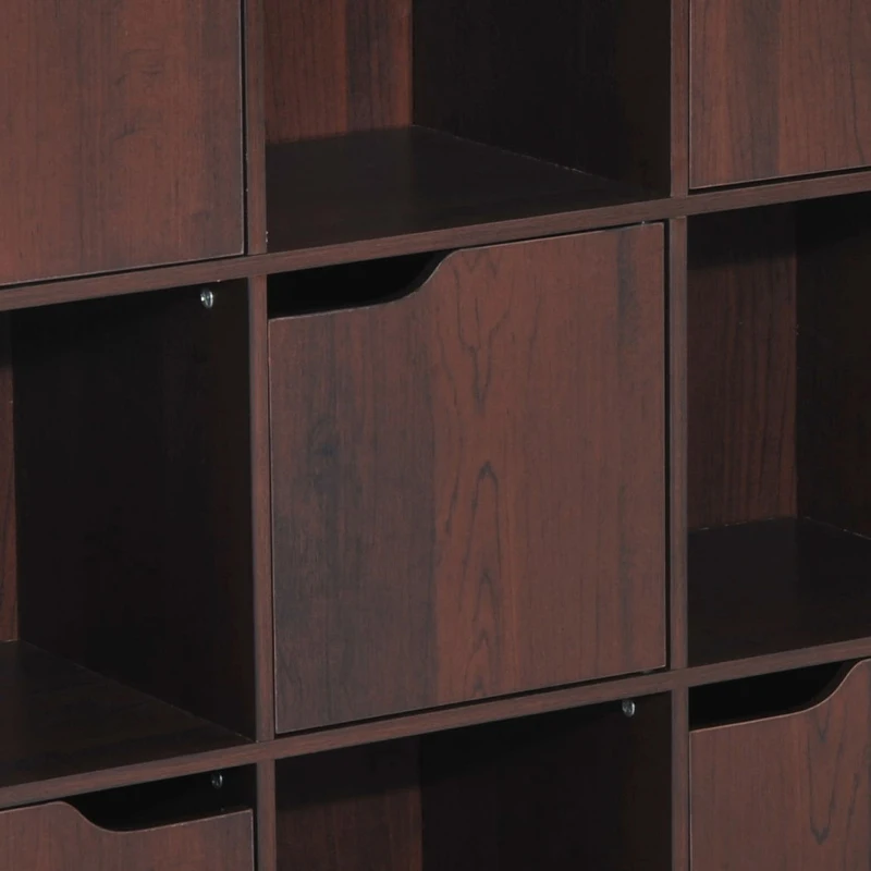 HOMCOM 9-Cube Bookcase W/5 Doors, Particle Board-Dark Coffee