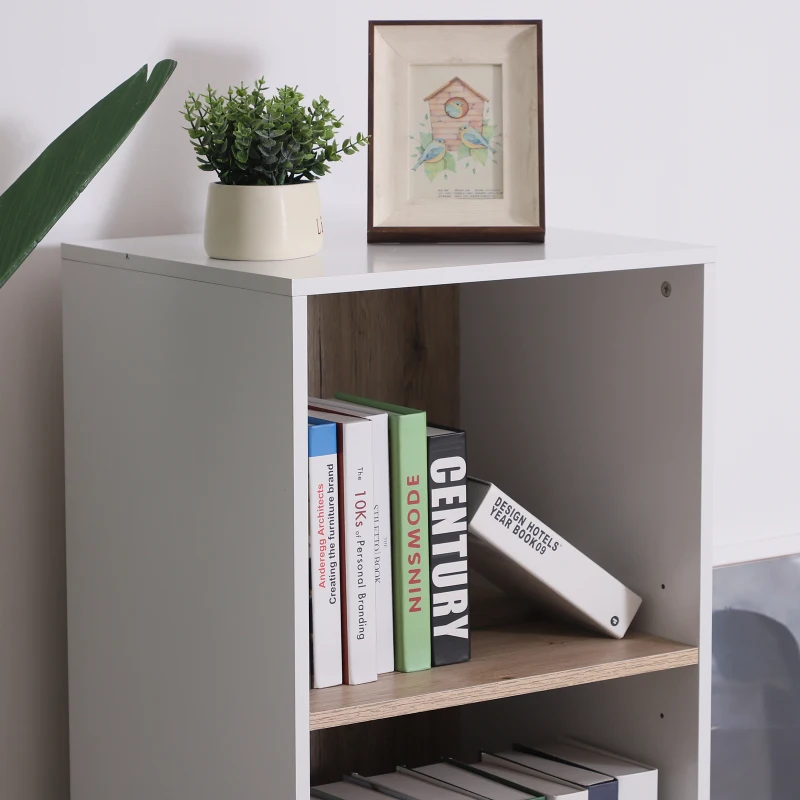 HOMCOM 3-tier Scandinavian Style Storage Cabinet, 48Wx40Dx123H cm-White/ Oak Colour