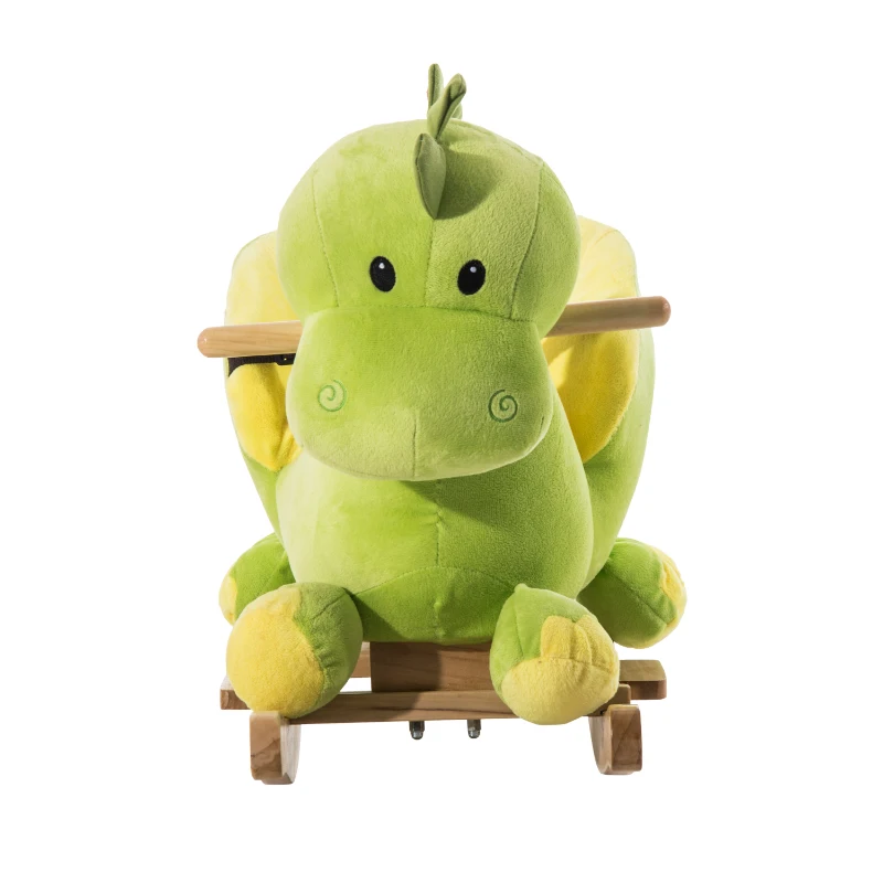 HOMCOM Childrens Plush Ride on Rocking Toy Dinosaur-Green/Yellow