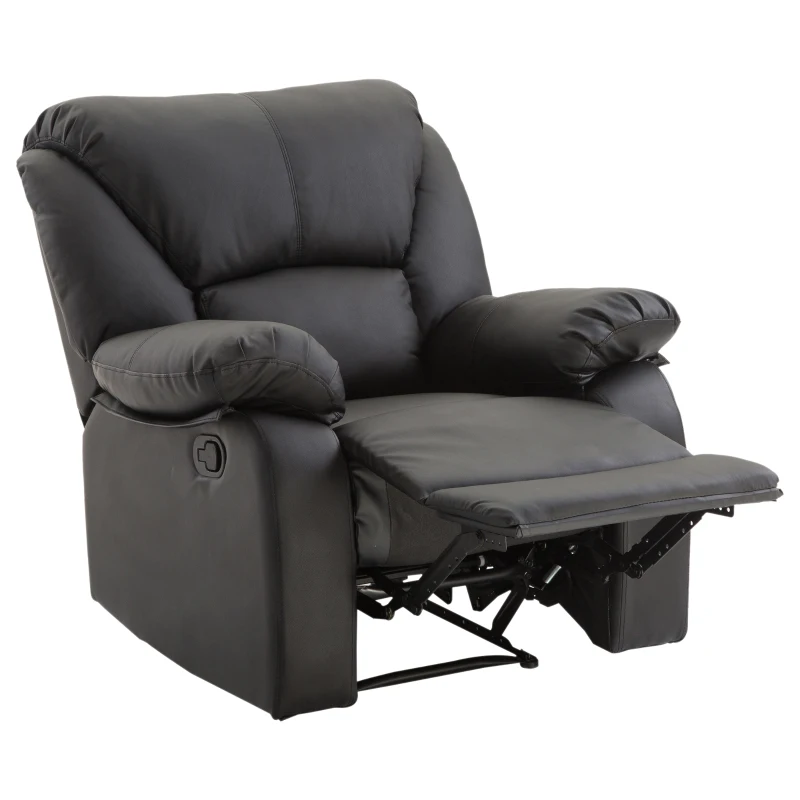 HOMCOM Single Manual Recliner Armchair, PU Leather-Black