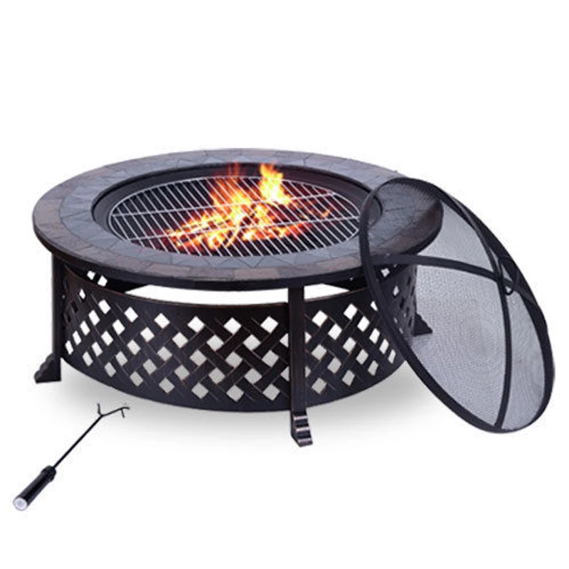 Outsunny Round Outdoor Garden Metal Fire Pit-Black